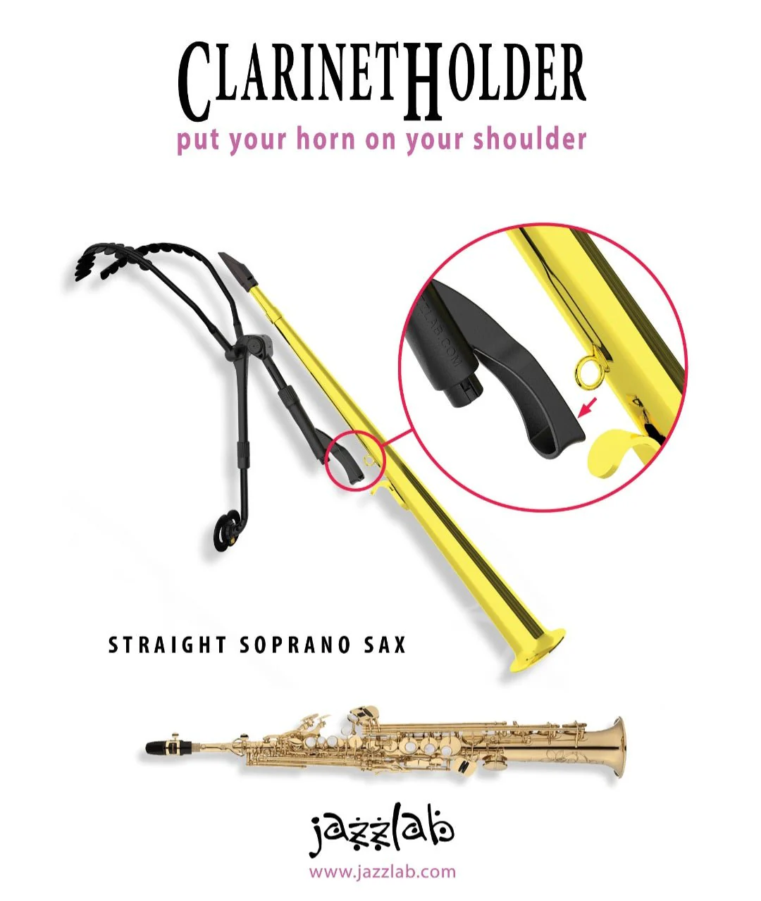 Jazzlab ClarinetHolder Pro - Straight Soprano/Clarinet Strap - Image 2