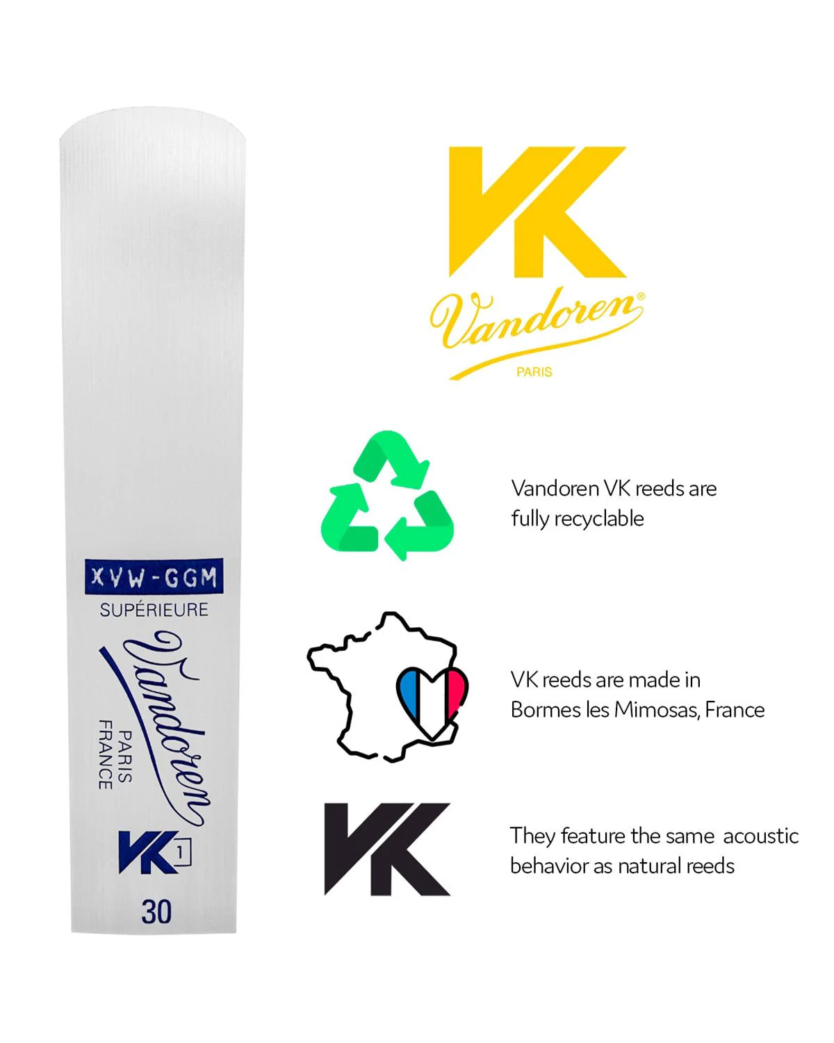 Vandoren Synthetic Reed VK1  - Alto Sax - Image 2